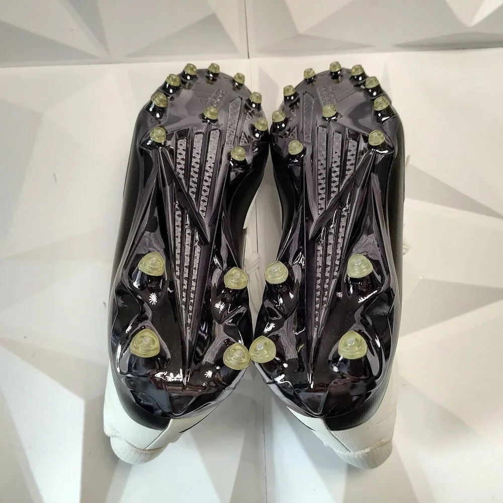 Adidas Mens Football Cleats 17 White Black Shoe Lacrosse High Molded Athletic - Picture 5 of 12